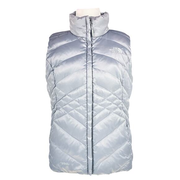 THE NORTH FACE Silver-Grey Aconcagua Goose Down 550 Fill Puffer Vest Size S - Picture 1 of 9